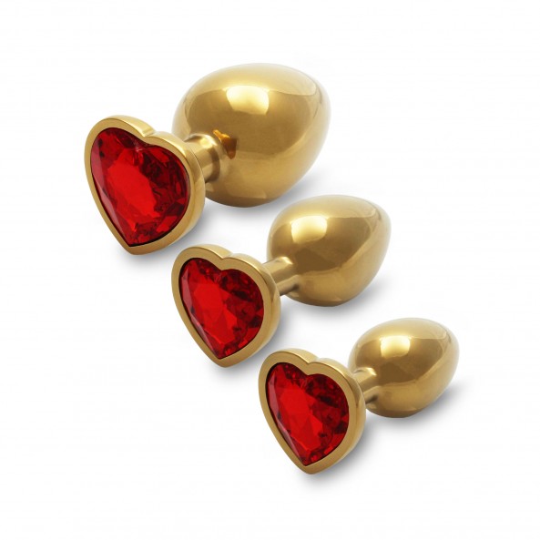 Plug bijou Métallique Cœur Gold - Rubis