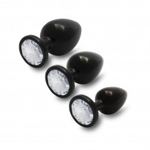 Plug bijou Métallique Rond Gunmetal - Diamant